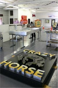 Manufacturing of the front of the sign for Crazy Horse