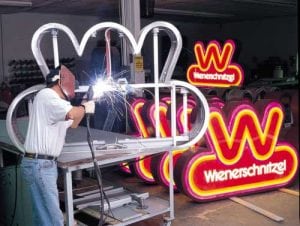 Welding Wienerschnitzel sign