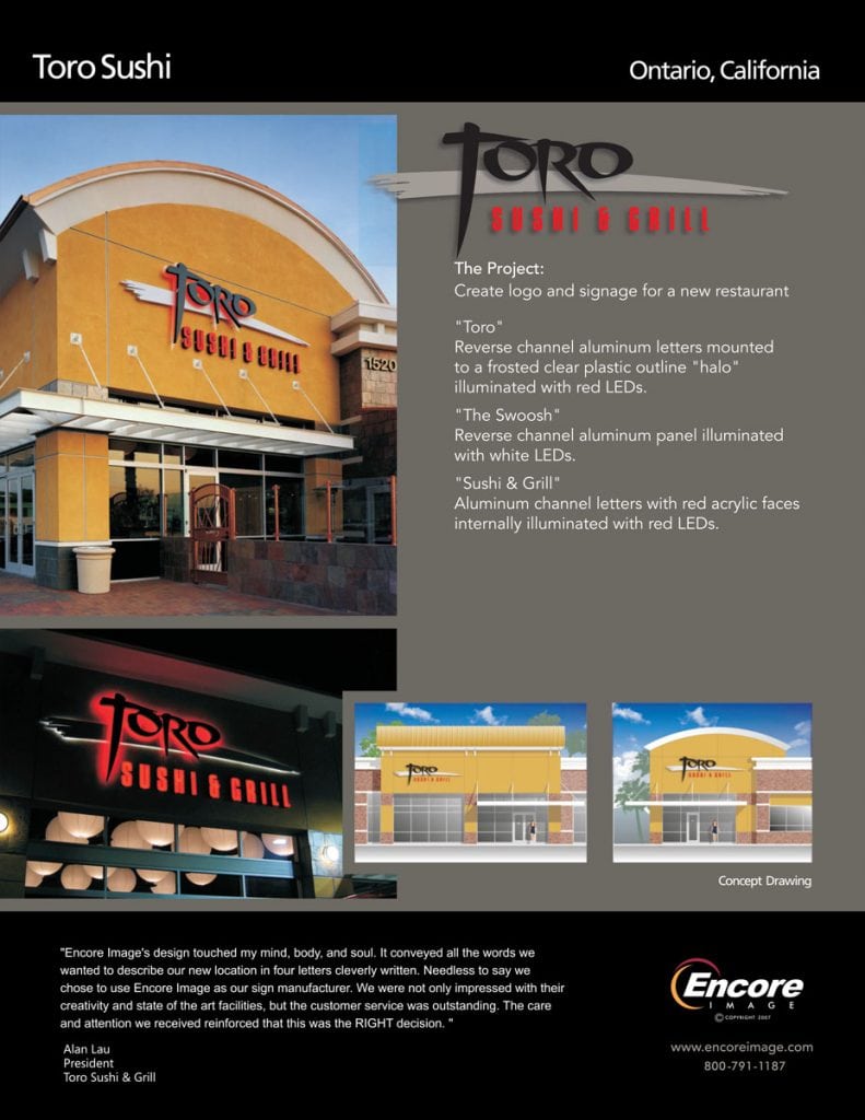 Toro Sushi brochure
