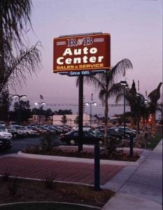 Pylon Sign, Fontana CA, R&B Auto Center