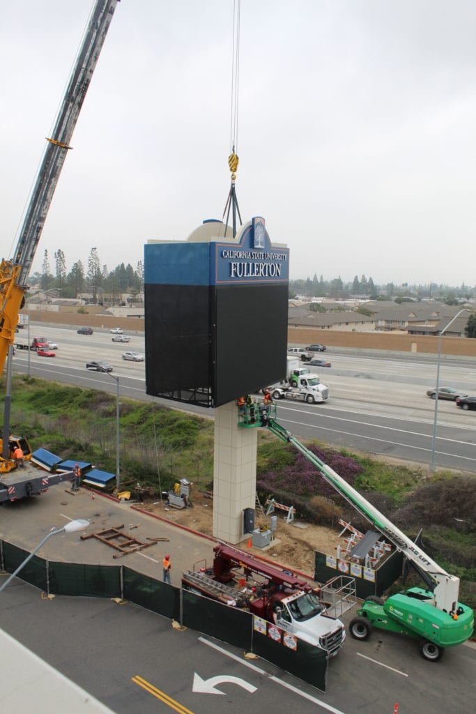 Final stages of CSUF graphic display sign construction