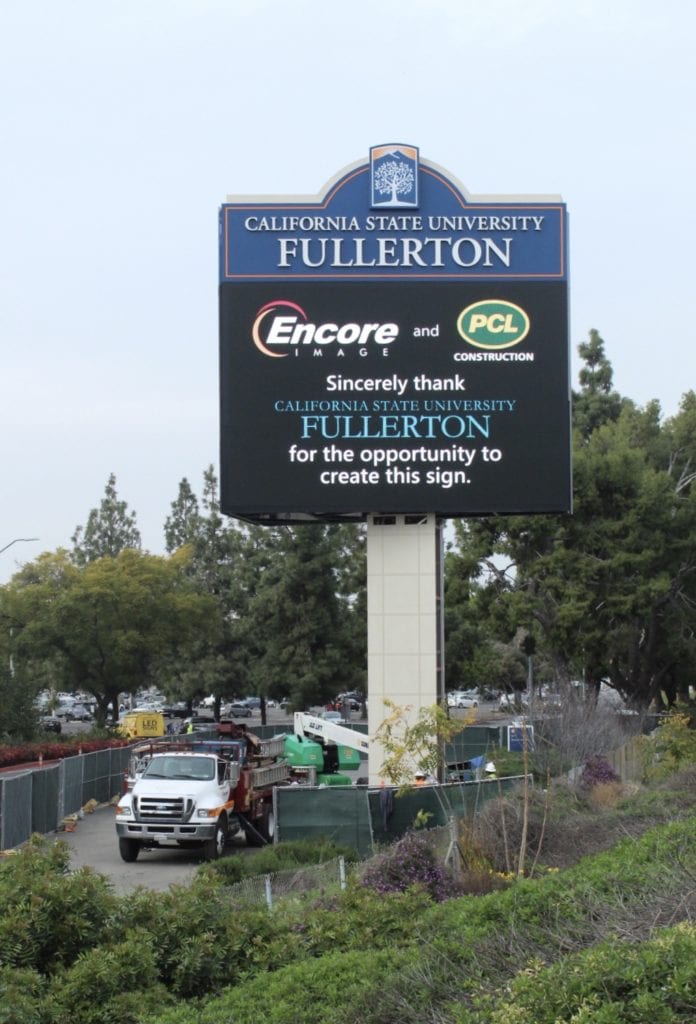 Encore Image construction for CSUF's digital display sign