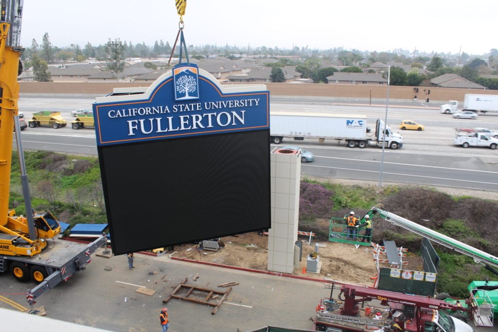 California State University, Fullerton graphic display sign construction
